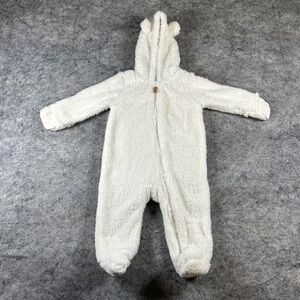 Carter's Cream Plush Hooded Footed Baby One-Piece